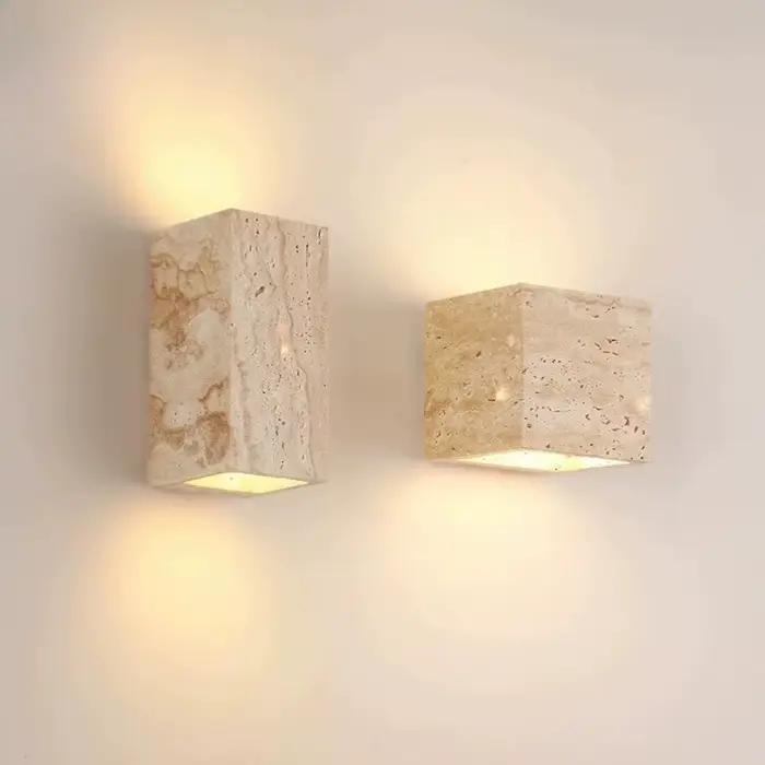 Applique murale LED étanche en pierre travertin, éclairage d'intérieur et d'extérieur pour salon, chambre à coucher, escaliers, couloir, allée, éclairage créatif