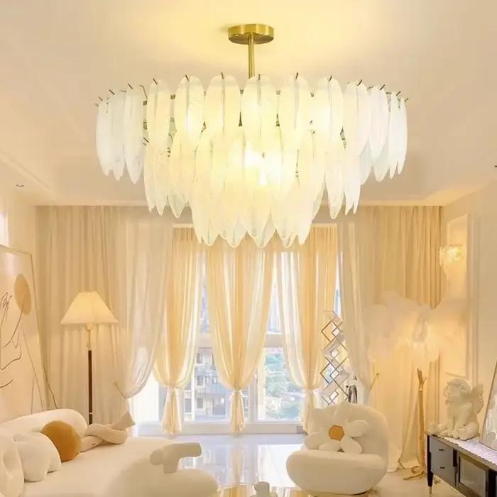 Lustres en cristal de luxe modernes pour la décoration intérieure, lustre en verre français doré, la