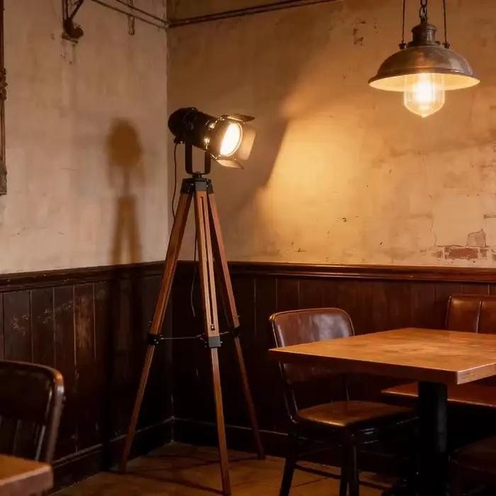 Lampadaire LED industriel en bois, abat-jour Loft, lampe sur pied vintage rustique, rouge, noir, salon, bureau, salle d'étude