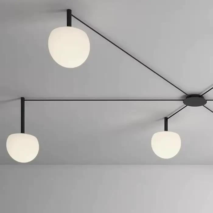 Lampe de plafond linéaire minimaliste noire, lampe araignée en verre pour chambre à coucher, bureau, salon, villa, éclairage intérieur