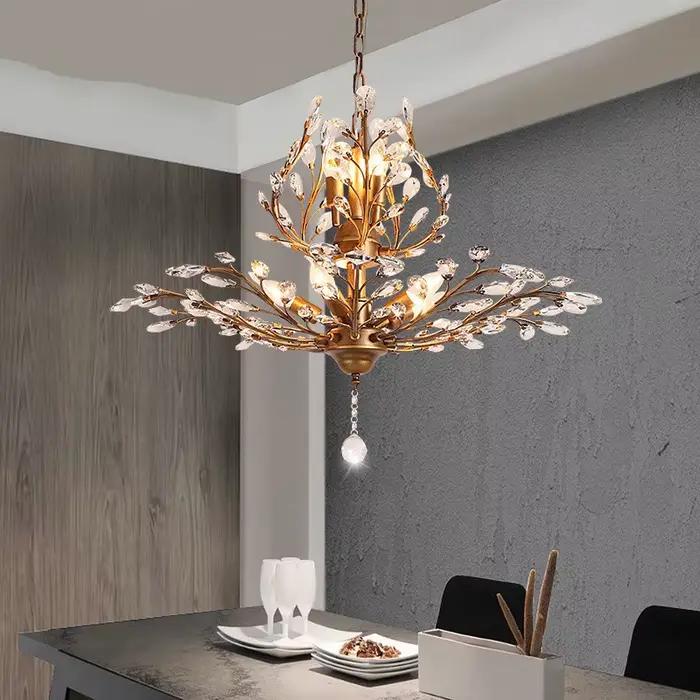 Plafonnier suspendu en cristal vintage avec branches d'arbre, éclairage d'intérieur, luminaire décoratif de plafond, idéal pour un salon, une chambre à coucher, une cuisine, un Bar, une boutique ou de