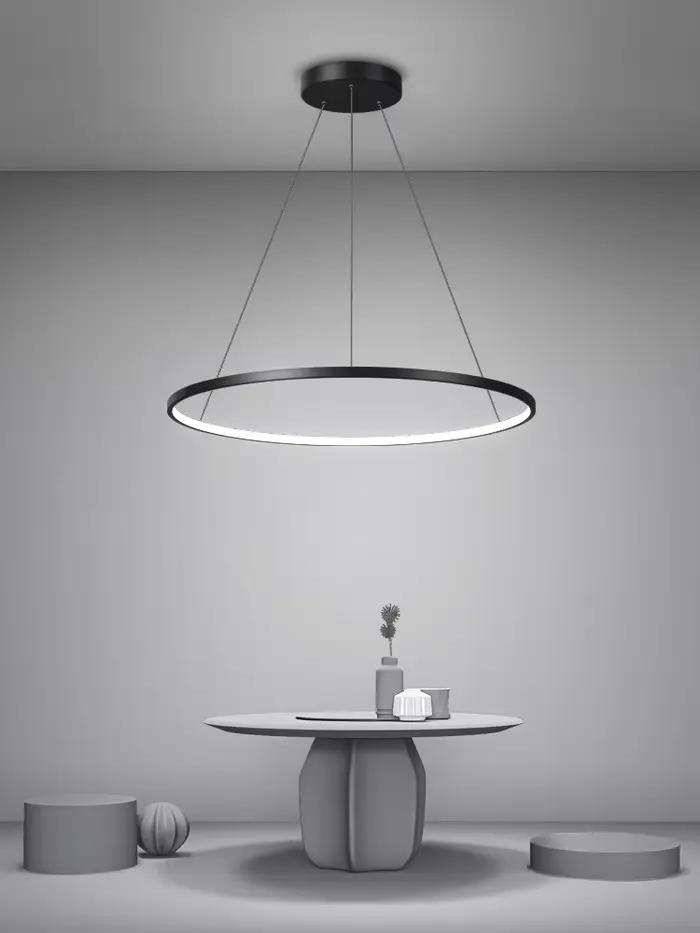 Lampe LED ronde moderne pendentif pour salon Restaurant cuisine noir/blanc LED lustre intérieur maison hôtel décoration lampes