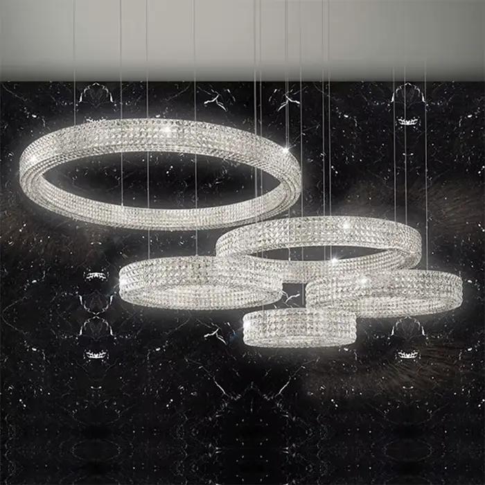 Lustre rond en cristal de luxe postmoderne pour salon, chambre et salle à manger, design personnalisé, idéal pour les bureaux de vente