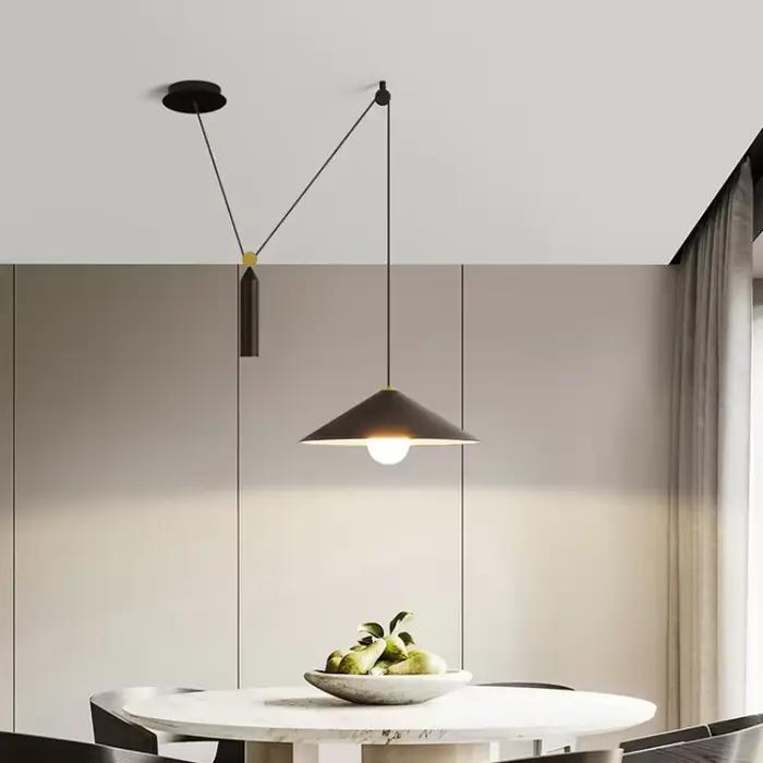Lustre linéaire créatif pour la maison, éclairage de forme géométrique, art moderne, poulie de levage intérieure, lumières de confrontation suspendues
