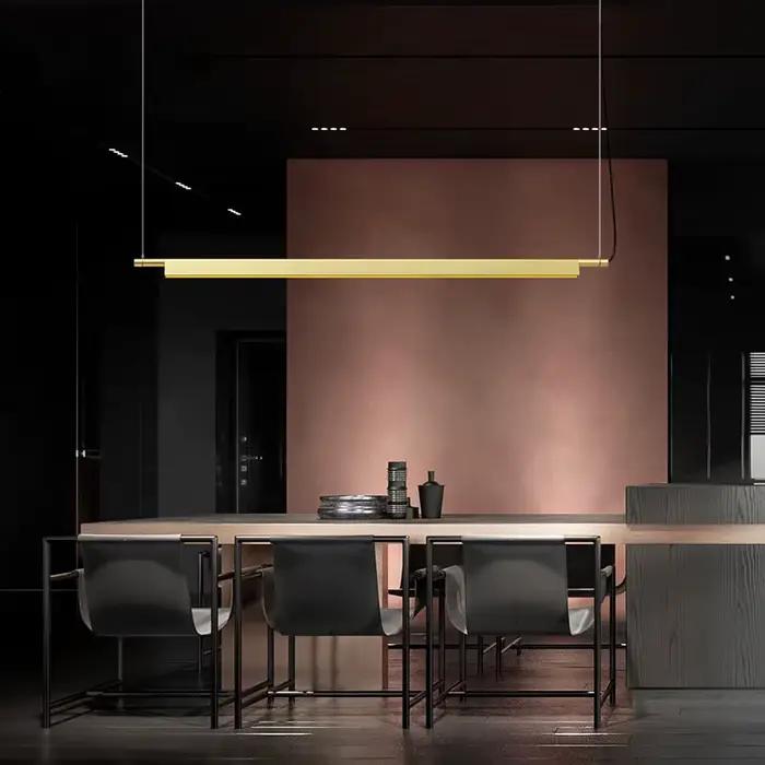 Lampe LED Suspendue Linéaire au Design Scandinave, Luminaire Décoratif d'Nik, Idéal pour un Salon, un Bureau, un Restaurant ou une Table à Manger