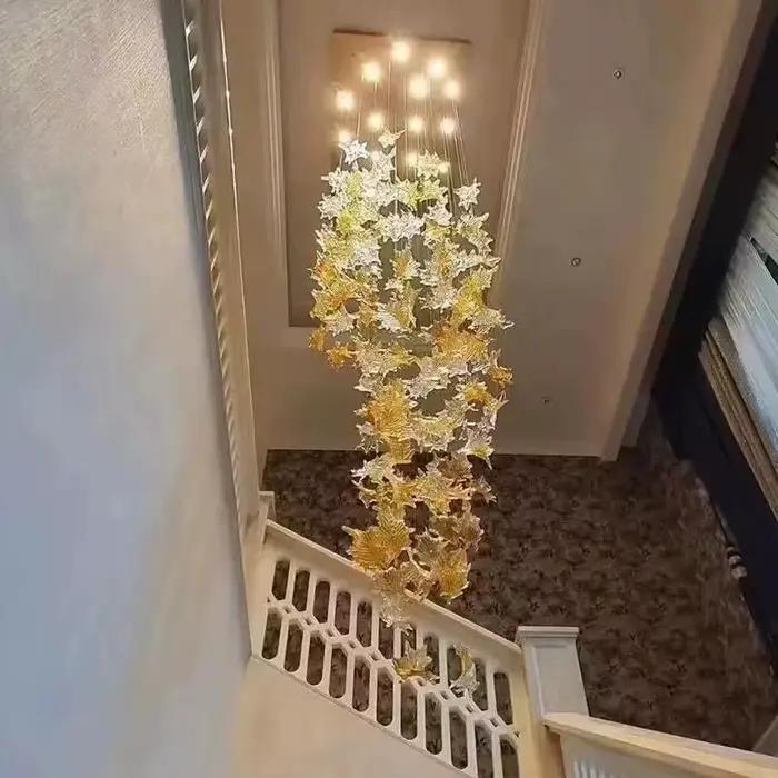 Plafonnier LED en forme de feuille d'érable, design artistique, éclairage d'intérieur, luminaire décoratif de plafond, idéal pour une villa ou un hôtel