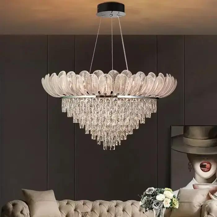 Lustres de plafond, lampe suspendue en cristal, design moderne, luminaires de luxe, lustre pour la maison, luminaire suspendu pour le hall, décoration intérieure
