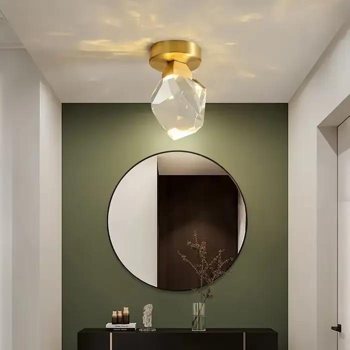 Lumière de luxe porche d'entrée cristal pendentif lustres couloir allée lampe poste moderne minimaliste balcon Led plafonnier