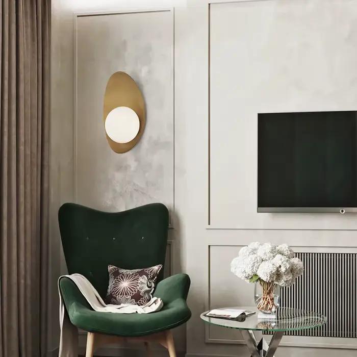 Applique murale moderne ovale en métal et verre blanc, applique murale antique, montage en Surface, pour salon, chambre à coucher, Loft doré, cuisine