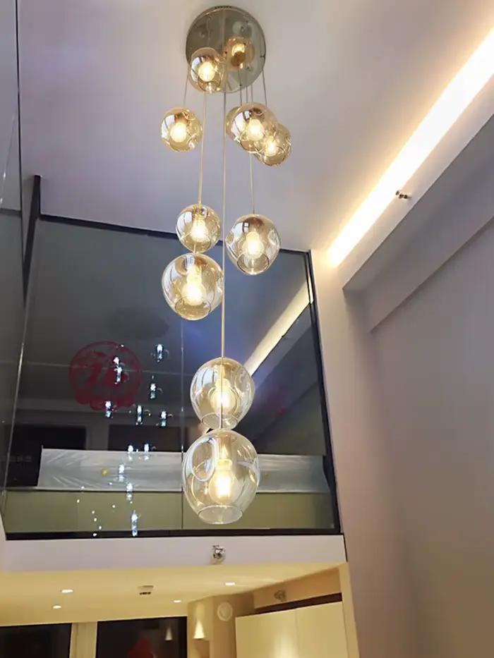 Plafonnier Composé de Boules de Clip, Design Moderne, Éclairage d'Escalier, Luminaire Décoratif de Plafond, Idéal pour un Salon, une Villa, un Restaurant ou un Grenier, Livraison Gratuite
