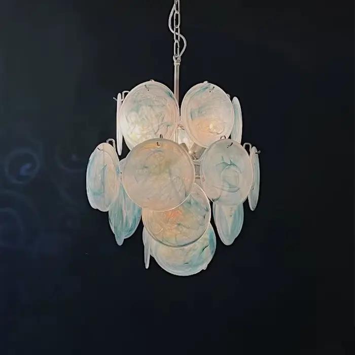 Lustre en verre de Murano, luminaire suspendu moderne or et argent, lampe de plafond à intensité variable pour salon, chambre et hôtel