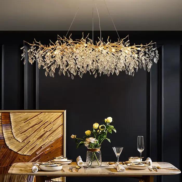Lustres en cristal de luxe, décoration de salon, lampe suspendue au plafond, éclairage de table à manger, Żyrandol