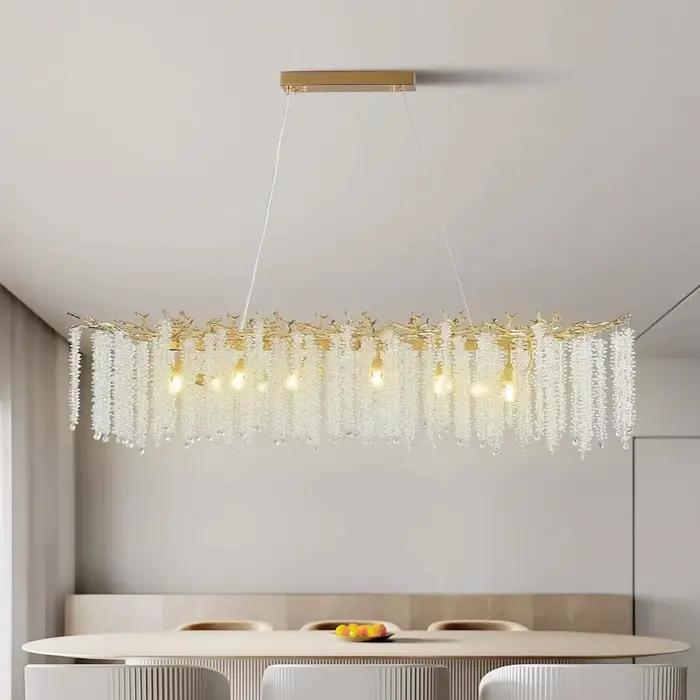 Lustre de plafond en cristal doré pour cuisine salon chambre hôtel luxe moderne avec ampoules incluses