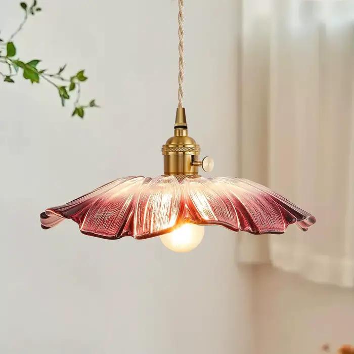 Suspension classique rétro en pierre de verre pour éclairer et décorer intérieurs chambres chevet salons salles à manger