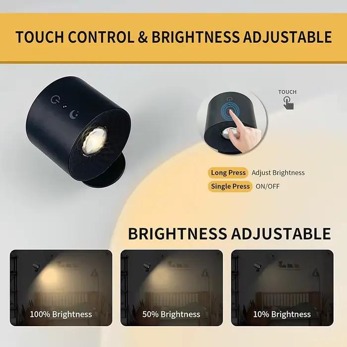 Lampe murale Led Double tête, commande tactile, télécommande rotative à 360 degrés, Recharge USB, veilleuse Portable sans fil pour chambre à coucher, lampe de lecture