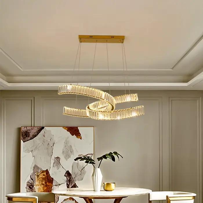 Lustre en cristal de luxe moderne avec source de lumière LED pour salon chambre et autres pièces occasions spéciales