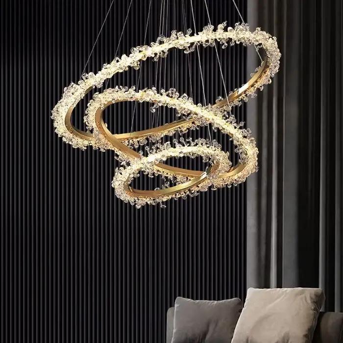 Lustre Led moderne salon or pendentif Lustre lumière escaliers Lustre Led Luminarias lampe à Led luminaires