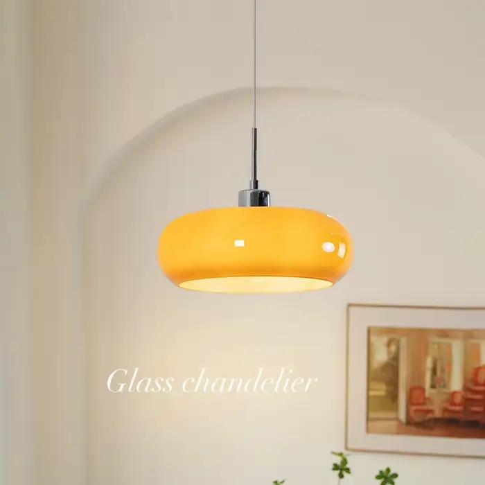 Lustre de Style Bauhaus pour Restaurant, chambre nordique, salon, lampe chaude, suspension, couloir, allée, lustre en verre