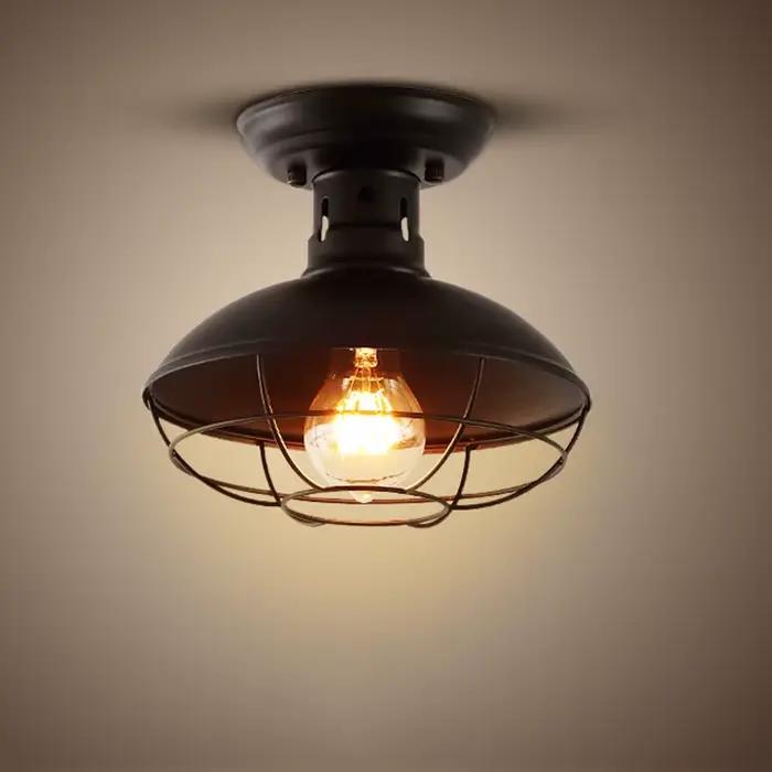Luminaire de plafond industriel rétro américain en fer pour hall d'entrée, couloir, chambre à coucher, escalier, balcon.