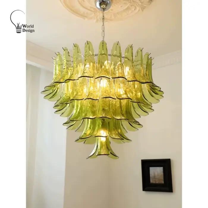 Lustres en verre de Murano français pour salle à manger, chambre à coucher, lampes suspendues rétro en verre vert pour hall, îlot de cuisine, bar