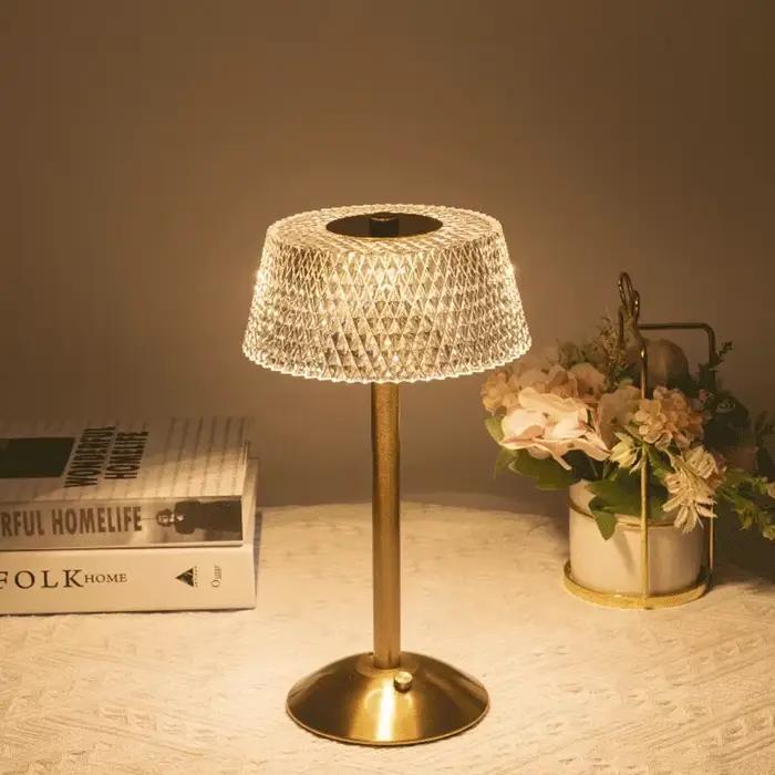 Lampes de Table LED de luxe tactile Rechargeable lumière tricolore chambre étude chevet atmosphère décoration verre LED lampes de nuit