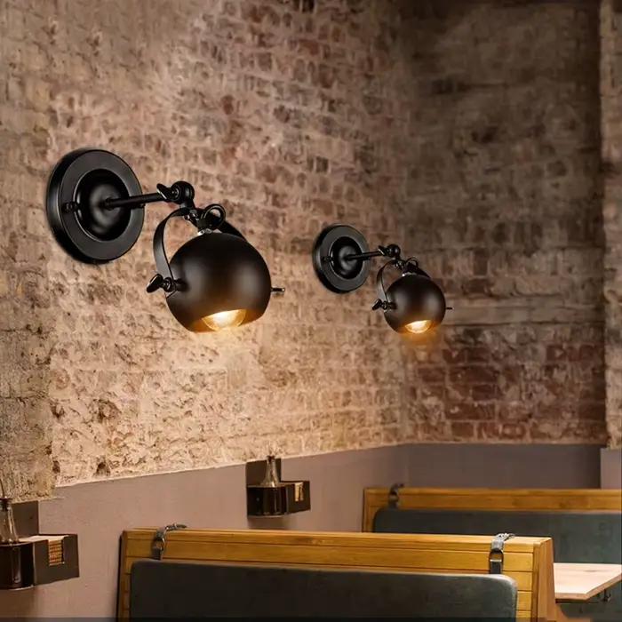 Applique murale à bras articulé réglable, abat-jour en métal noir, lampe murale rétro industrielle pour chambre, couloir, café, décoration