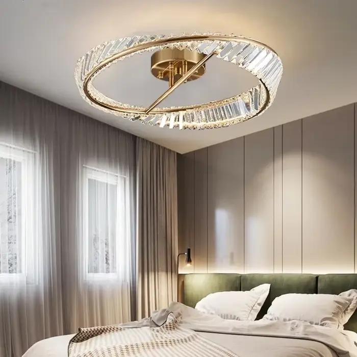Anneau plafonnier LED moderne design éclairage en cristal pour salon chambre cuisine décoration maison intérieure chambre lumière LED