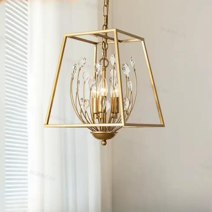 Lustre de restaurant américain, éclairage de chambre, dressing, couloir, luminaire de luxe créatif en cage, lumière de balcon en cristal