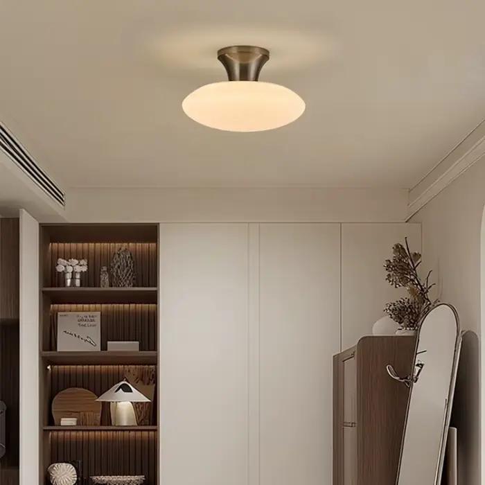 Plafonnier Champignon Style Crème Moderne pour Chambre, Salon, Hall d'entrée – Luminaire Décoratif Circulaire avec Protection Oculaire