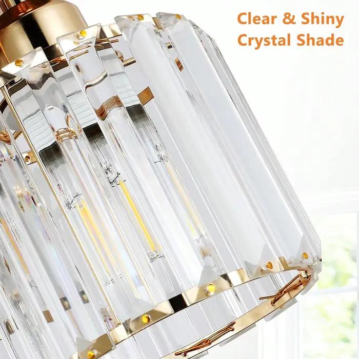 Plafonnier moderne semi-encastré à 3 lumières, luminaire en verre cristal doré pour cuisine, couloir, chambre à coucher