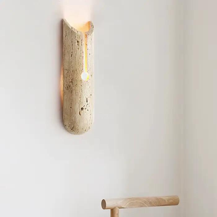 Lampe murale extérieure imperméable en pierre de travertin jaune, lampe d'escalier, lampe de balcon, lampe de couloir, lampe de chevet, lumière décorative rétro