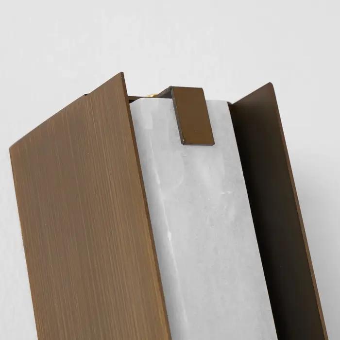 Applique murale linéaire en albâtre et acier inoxydable, luminaire mural en marbre à LED pour couloir, coiffeuse, chevet, hôtel et entrée