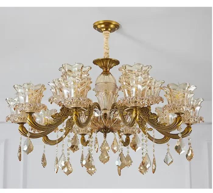 Lustre européen Style bougie lampe suspendue D66cm H50cm luminaires alliage verre Restaurant salle à manger salon décoration