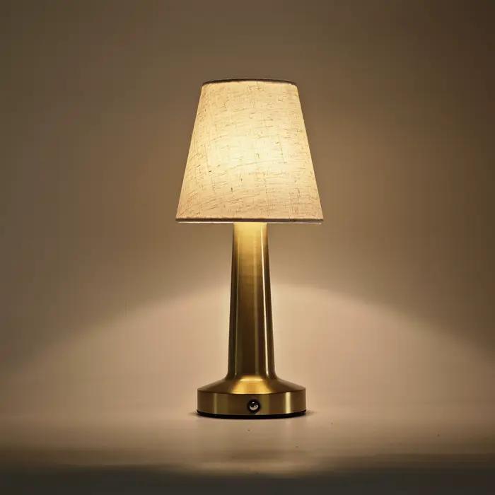 Lampe de Table LED avec abat-jour en tissu, lampe de chevet à capteur tactile, lampes de lecture rechargeables pour chambre à coucher, Restaurant, Bar, éclairage décoratif