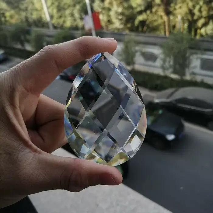 80mm verre Art cristal prisme pendentif lustre lampe suspendue ornement bricolage Suncatcher à facettes larme
