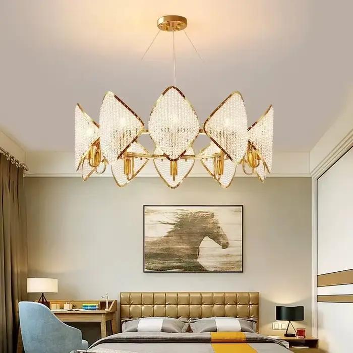 Plafonnier LED suspendu en cristal au design moderne, éclairage d'intérieur, luminaire décoratif de plafond, idéal pour un salon, une cuisine ou un restaurant, nouveau modèle