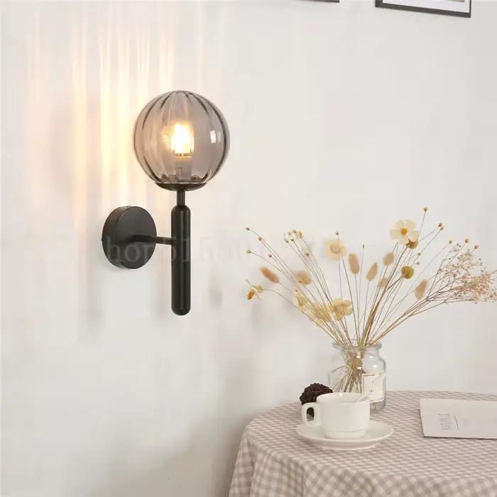 Moderne bleu boules de verre applique salon chambre chevet applique murale créative TV fond mur couloir appliques