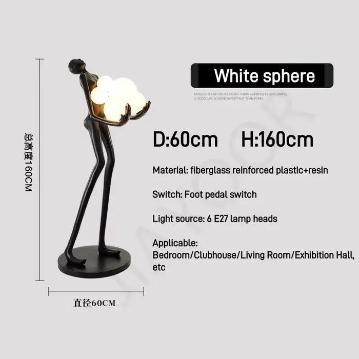 Lampadaire humanoïde nordique, sculpture design, décoration de hall d'exposition, lampe de salon, la