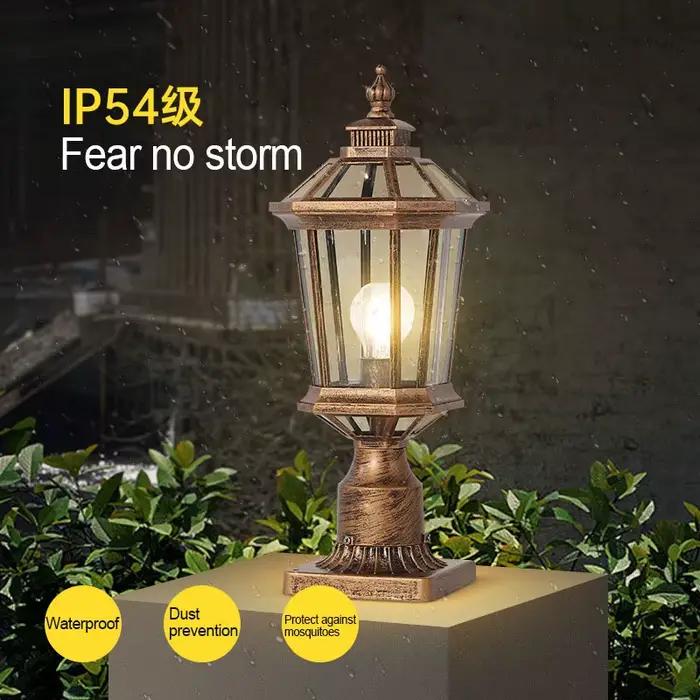 Colonne lumineuse imperméable en or pour jardin, paysage, porte extérieure, porche, avec verre, pour décoration de Villa