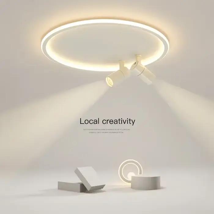 Plafonnier LED moderne avec projecteur, lampe de plafond LED ronde design pour salle à manger, luminaire décoratif pour la maison