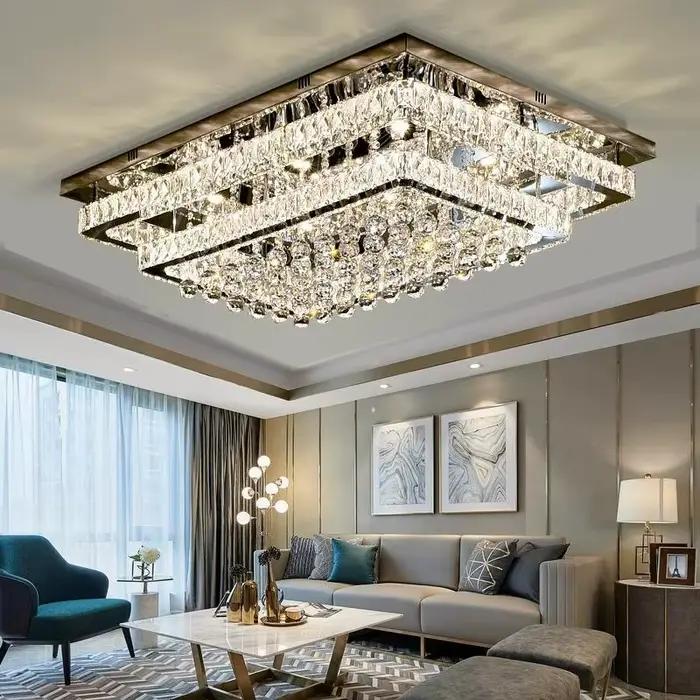 Plafonniers encastrés modernes, lustre à LED dimmable avec cristaux K9 pour salon, chambre à coucher, décoration intérieure