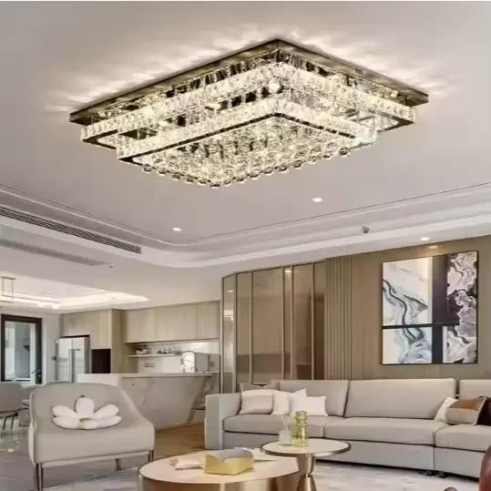 Plafonniers encastrés modernes, lustre à LED dimmable avec cristaux K9 pour salon, chambre à coucher, décoration intérieure