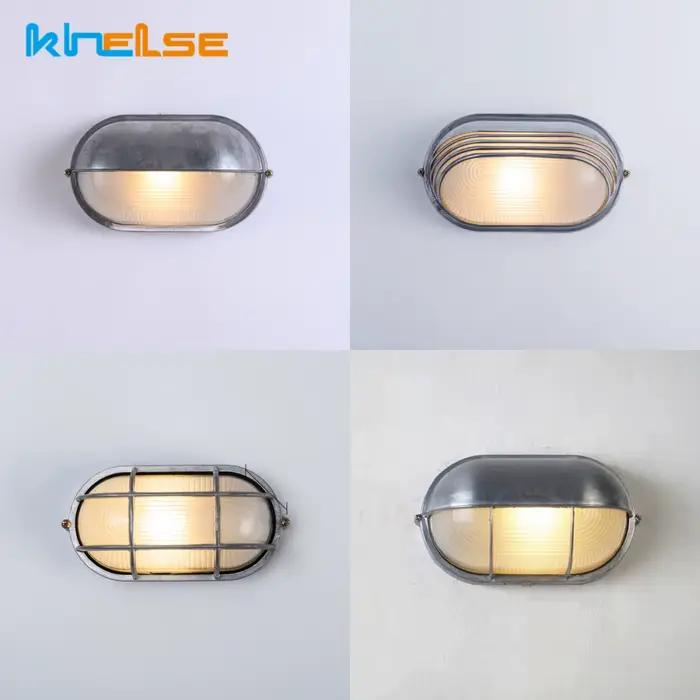 Applique murale LED ovale rétro extérieure E27 étanche à l'humidité industrielle en aluminium moulé sous pression applique salle de bains jardin porche lumière