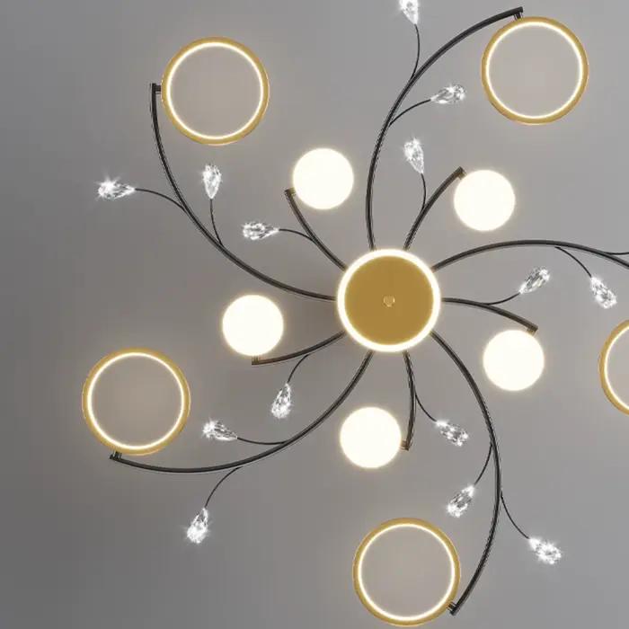 Lustre de Plafond Luxe Cristal Design Moderne Intensité Variable Pour Salon Chambre Bureau Hôtel Occasions Spéciales