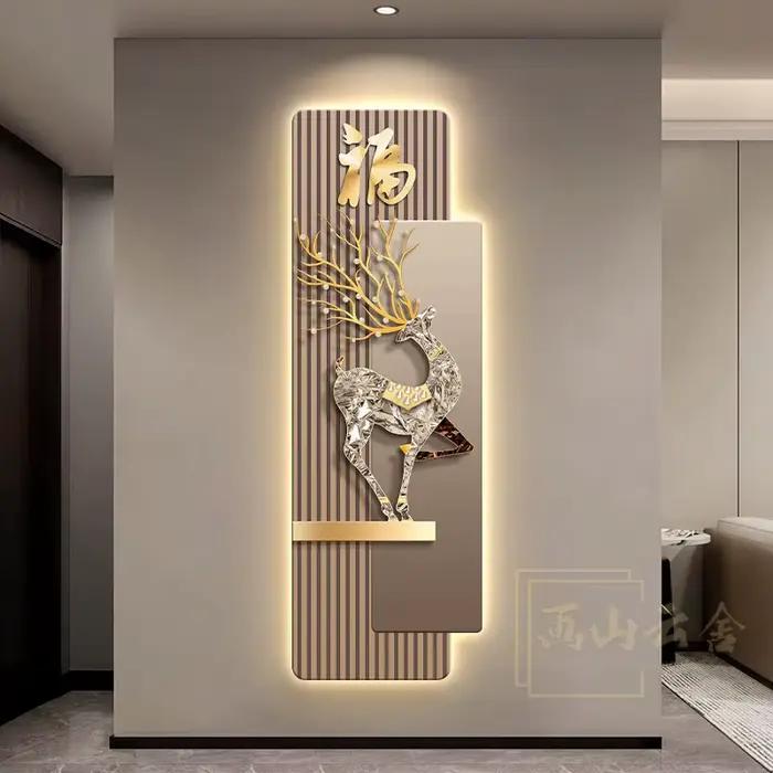 Entrée de luxe légère, lumières Led, peintures décoratives, décoration de maison, attirant la richesse, renne, salon, couloir, lumières murales