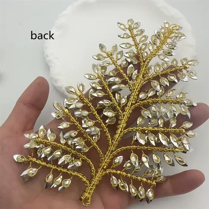 Nouvelle Applique en Pierre Tendance, Motif Feuille Brillante, pour Décoration de Cheveux de Mariée et Vêtements de Mariage