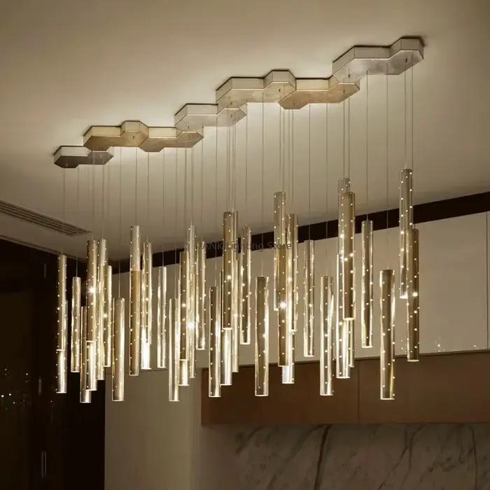 Lustre suspendu minimaliste moderne pour salon étude chambre principale hall d'hôtel restaurant LED îlot de cuisine décoration de maison or argent