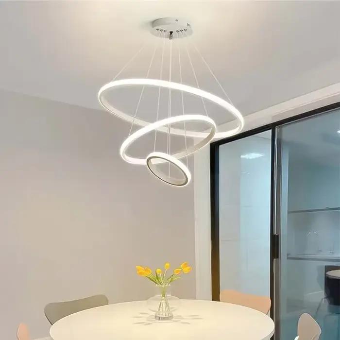 Lustres modernes à LED pour salon chambre et salle à manger design simple en forme d'anneau éclairage intérieur pour la maison luminaire suspendu décoration
