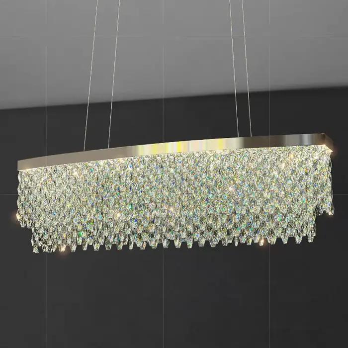 Lustre en cristal de luxe moderne avec télécommande pour salon et salle à manger, adaptabilité et élégance pour une ambiance sophistiquée