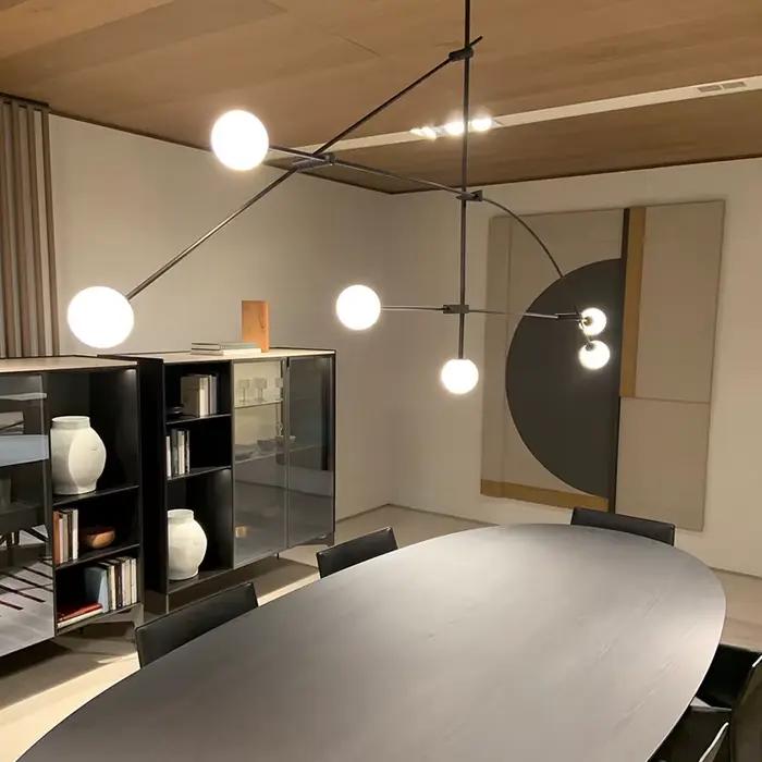 Plafonnier suspendu noir moderne avec verre dépoli pour salon chambre à coucher restaurant design contemporain luminaires装饰性吊灯现代黑色设计适用于客厅卧室餐厅